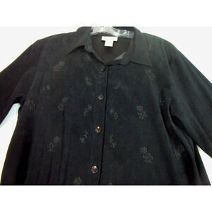 Teddi Ladies Black Embroidered Long‎ Sleeve Faux Suede TOP Size Small Boho